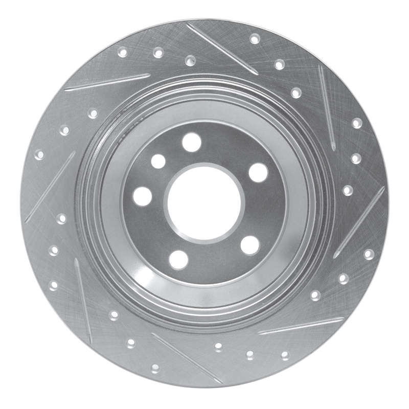 Volvo S80 Brake Rotor (1) - Rear Left - R1 Concepts - Drilled & Slotted - Silver - `07-`10